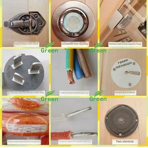 Accessories included with the sauna kit